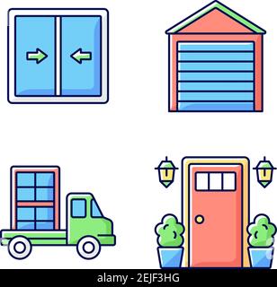 Replacement window opportunity RGB color icons set Stock Vector