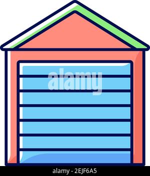 Garage doors RGB color icon Stock Vector