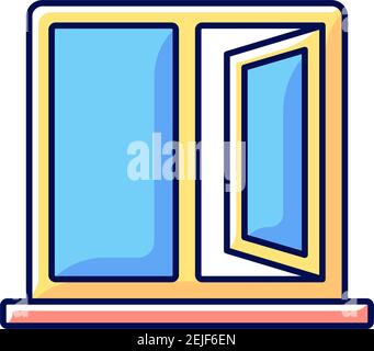 Casement windows RGB color icon Stock Vector