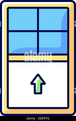 Single-hung windows RGB color icon Stock Vector