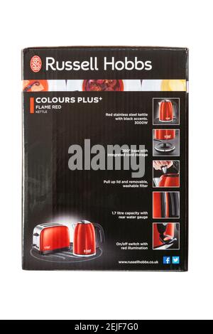 Russell Hobbs kettle in box isolated on white background Stock Photo