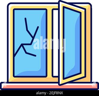 Window repair RGB color icon Stock Vector