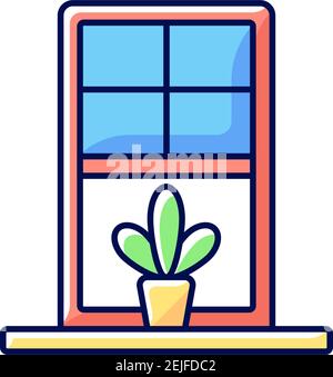 Windowsills RGB color icon Stock Vector