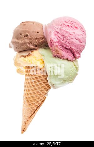 Big ice cream scoop with 4 coloured ice scoops Stock Photo