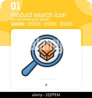 Product search vector sign with line color style isolated on white background. Vector illustration package icon sign symbol icon concept for web, ui Stock Vector