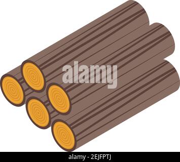 Wood logs icon. Isometric of wood logs vector icon for web design isolated on white background Stock Vector