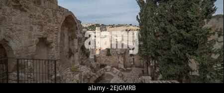 View of Al-Aqsa Mosque, Mount of Olives, Jerusalem, Israel Stock Photo