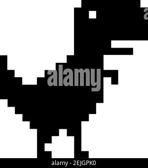 Pixel art of dinosaur describing offline error for internet. Page unavalaible, Error 404. No internet connection. Stock Vector