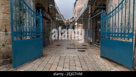 View of houses, Christian Quarter, Old City, Jerusalem, Israel Stock Photo