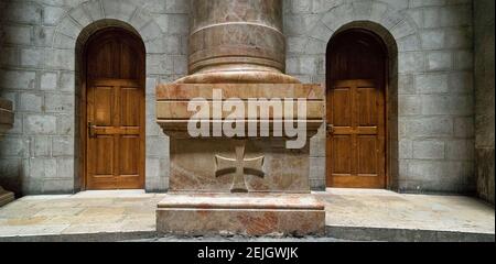 Courtyard of a church, Church of the Holy Sepulchre, Old City, Jerusalem, Israel Stock Photo