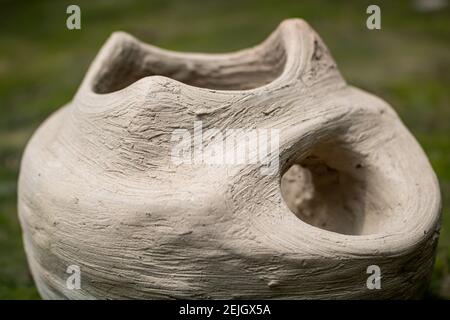 This is a handmade Bangladeshi clay stove. It is used for cooking in rural Bengal. The image highlights the heritage of the village. Stock Photo