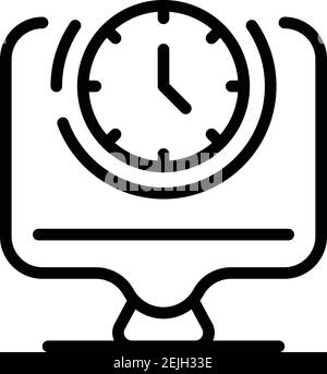 Monitor working hours icon. Outline monitor working hours vector icon for web design isolated on white background Stock Vector