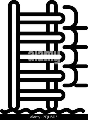Pool stairs icon. Outline pool stairs vector icon for web design isolated on white background Stock Vector