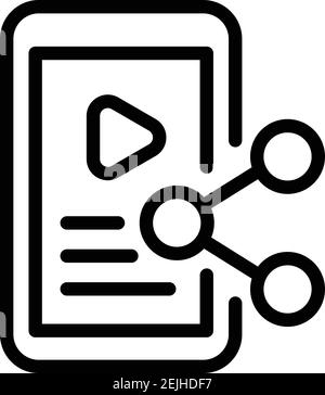 Share video icon. Outline share video vector icon for web design isolated on white background Stock Vector