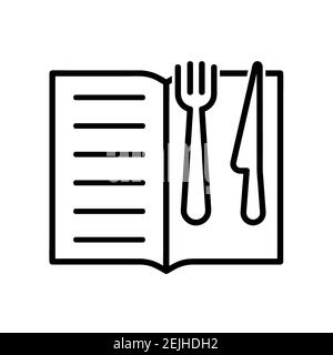 Menu with fork and knife flat icon. Pictogram for web. Line stroke. Isolated on white background. Vector eps10 Stock Photo