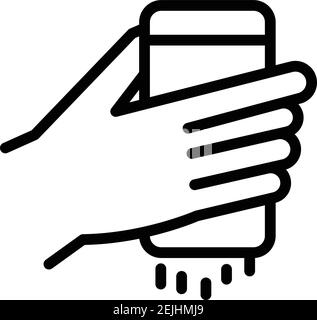 Salting hand icon. Outline salting hand vector icon for web design isolated on white background Stock Vector