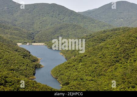 View of Tai Tam Intermediate Reservoir from the end of the Tai Tam West catchwater Stock Photo
