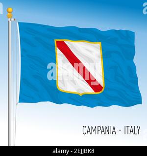 Campania, flag of the region, Italian Republic, vector illustration Stock Vector