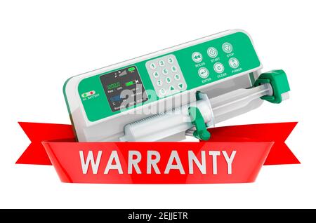 Syringe infusion pump warranty concept. 3D rendering isolated on white background Stock Photo