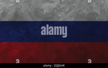 Flag of Russia. Squared grunge background. Russian national symbol. Template design, vector illustration. Banner. Stock Vector