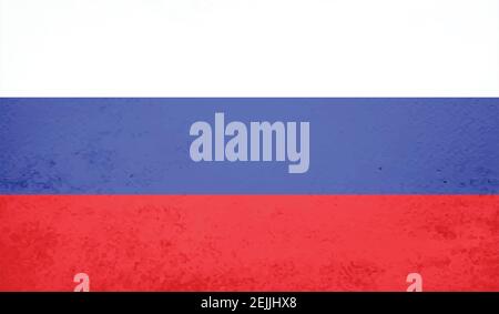Flag of Russia. Squared grunge background. Russian national symbol. Template design, vector illustration. Banner. Stock Vector