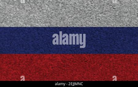 Flag of Russia. Squared grunge background. Russian national symbol. Template design, vector illustration. Banner. Stock Vector