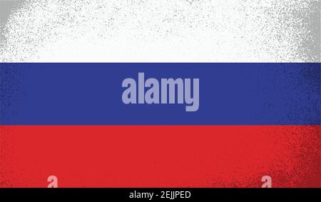 Flag of Russia. Squared grunge background. Russian national symbol. Template design, vector illustration. Banner. Stock Vector