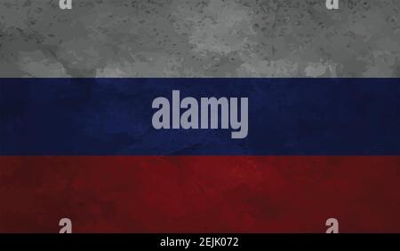 Flag of Russia. Squared grunge background. Russian national symbol. Template design, vector illustration. Banner. Stock Vector