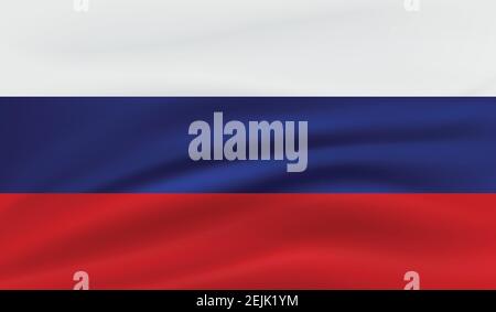 Flag of Russia. Squared grunge background. Russian national symbol. Template design, vector illustration. Banner. Stock Vector