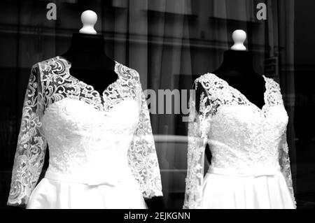 Image of bridal shop display window Stock Photo