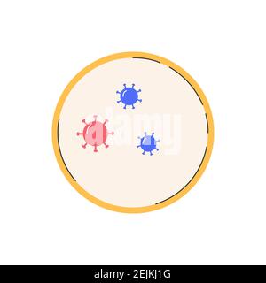 Coronaviruses micro-organisms in Petri dish. Stock Vector