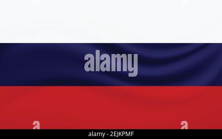 Flag of Russia. Squared grunge background. Russian national symbol. Template design, vector illustration. Banner. Stock Vector