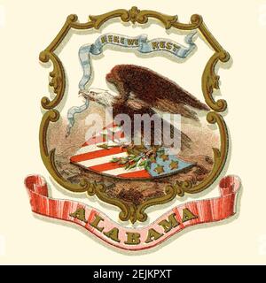 Historical coat of arms of Alabama state. Stock Photo