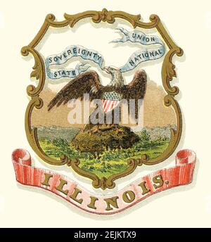 Historical coat of arms of Illinois state. Stock Photo