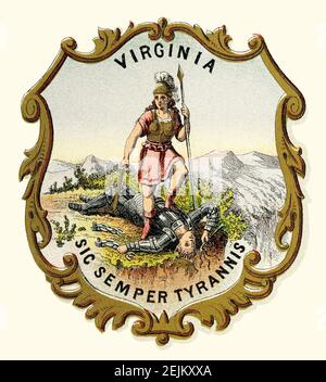 Historical coat of arms of Virginia state. Stock Photo