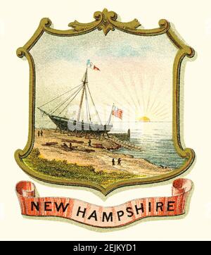 Historical coat of arms of New Hampshire state. Stock Photo