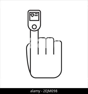 Pulse oximeter finger simple medicine icon in trendy line style isolated on white background for web applications and mobile concepts. Vector illustra Stock Vector