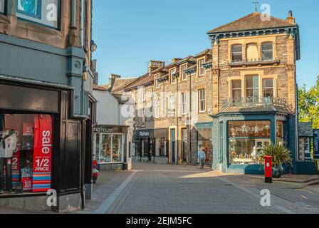Streetscape at the town center of Keswick, Cumbria, England, UK Stock Photo