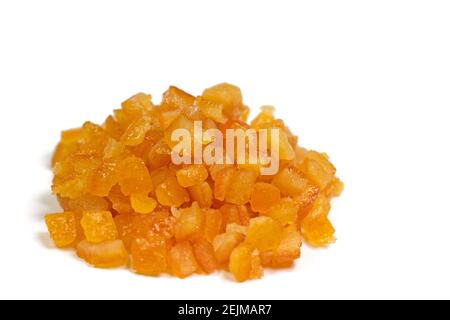 Candied orange peel isolated against a white background Stock Photo