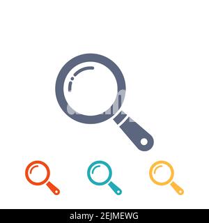 magnifier icons set. flat magnifying glass, search icon, pictograms isolated on white. vector illustration Stock Vector