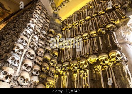 EVORA, PORTUGAL - JULY 25, 2017: Capela dos Ossos (Chapel of Bones) in Evora, Portugal in a beautiful summer day Stock Photo