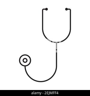 Phonendoscope simple medicine icon in trendy line style isolated on white background for web applications and mobile concepts. Vector illustration. EP Stock Vector