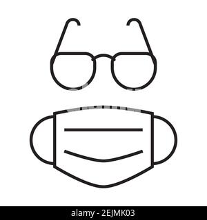 Goggles and face shield mask simple medicine icon in trendy line style isolated on white background for web applications and mobile concepts. Vector i Stock Vector