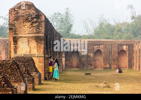 Malda, West Bengal,  India - January 2018: The misty ruins of the ancient Adina Masjid mosque in the village of Pandua. Stock Photo