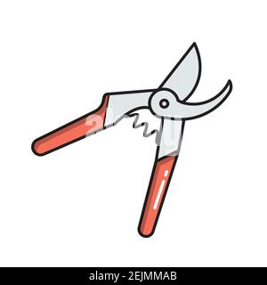 Garden secateurs for plants, simple gardening icon in trendy line style isolated on white background for web apps and mobile concept. Vector Illustrat Stock Vector