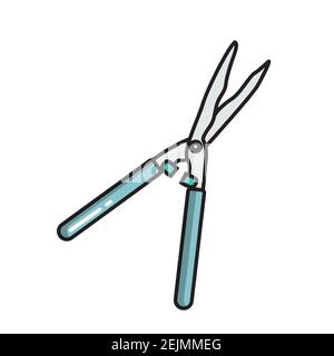 Garden shears brush cutter, simple gardening icon in trendy line style isolated on white background for web apps and mobile concept. Vector Illustrati Stock Vector