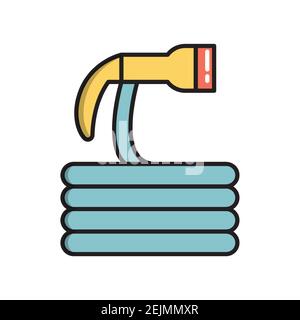 Garden watering hose, simple gardening icon in trendy line style isolated on white background for web apps and mobile concept. Vector Illustration EPS Stock Vector