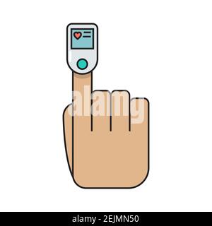 Colored Pulse oximeter finger simple medicine icon in trendy line style isolated on white background for web applications and mobile concepts. Vector Stock Vector