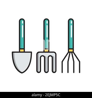 Garden tools, simple gardening icon in trendy line style isolated on white background for web apps and mobile concept. Vector Illustration EPS10 Stock Vector