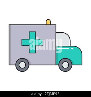 Ambulance car simple medicine icon in trendy line style isolated on white background for web applications and mobile concepts. Vector illustration. EP Stock Vector